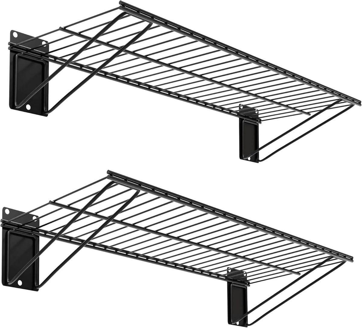 wall shelf 24'' x 11'', black wall mounted, main product view