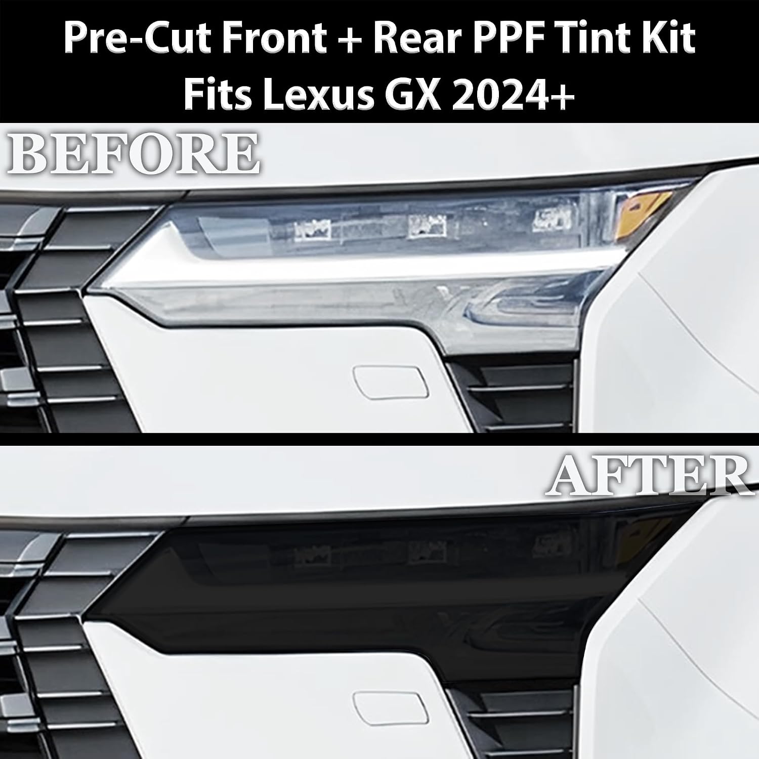 BOGAR TECH DESIGNS For Lexus GX 2024-2026 Full Headlight Taillight Tint Kit Overlay, Dark Smoke