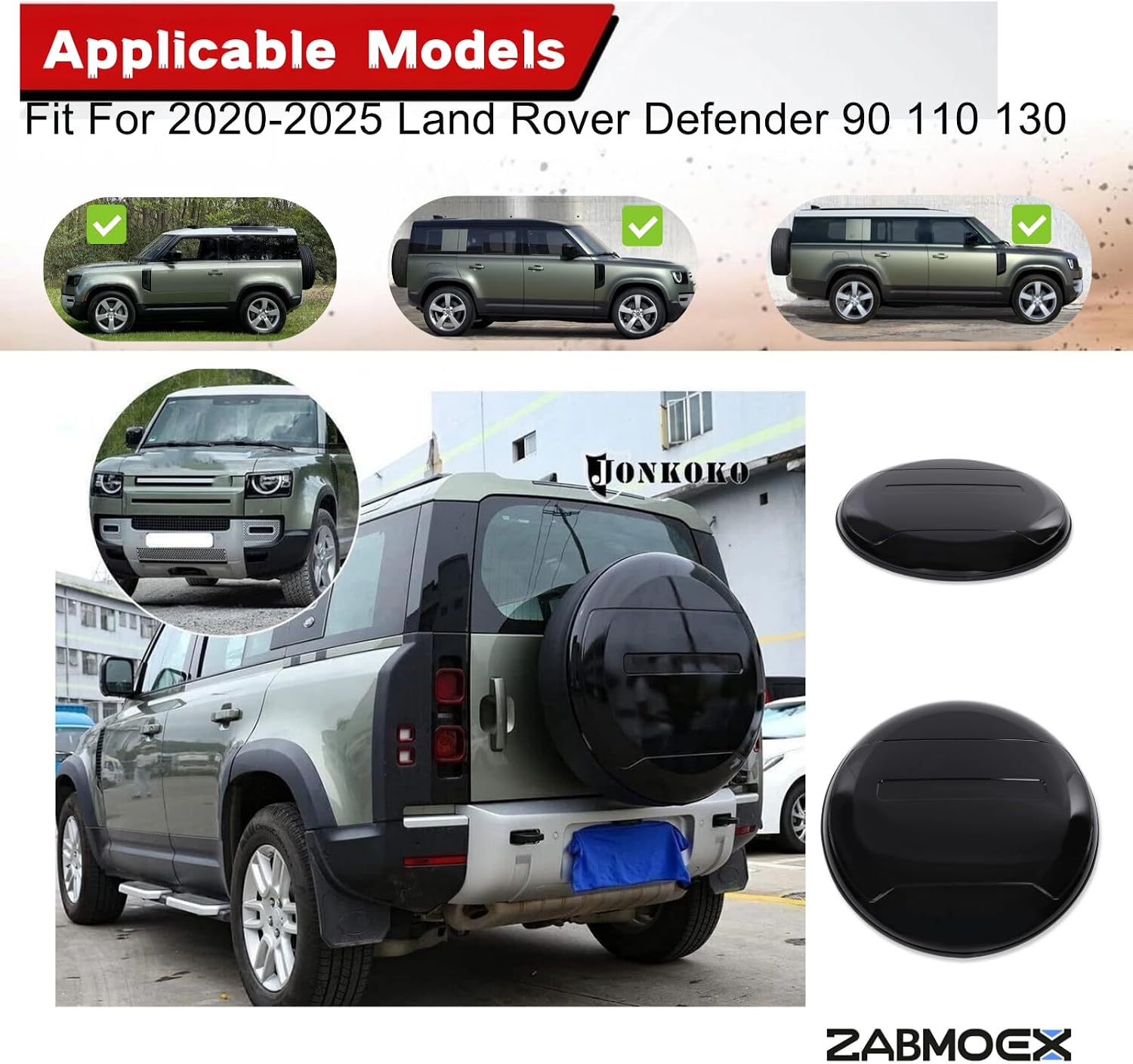 Spare Tire Wheel Cover Fit for L R Defender 90 110 130 2020 2021 2022 2023 2024 2025 ABS+PU Black Protective Cover