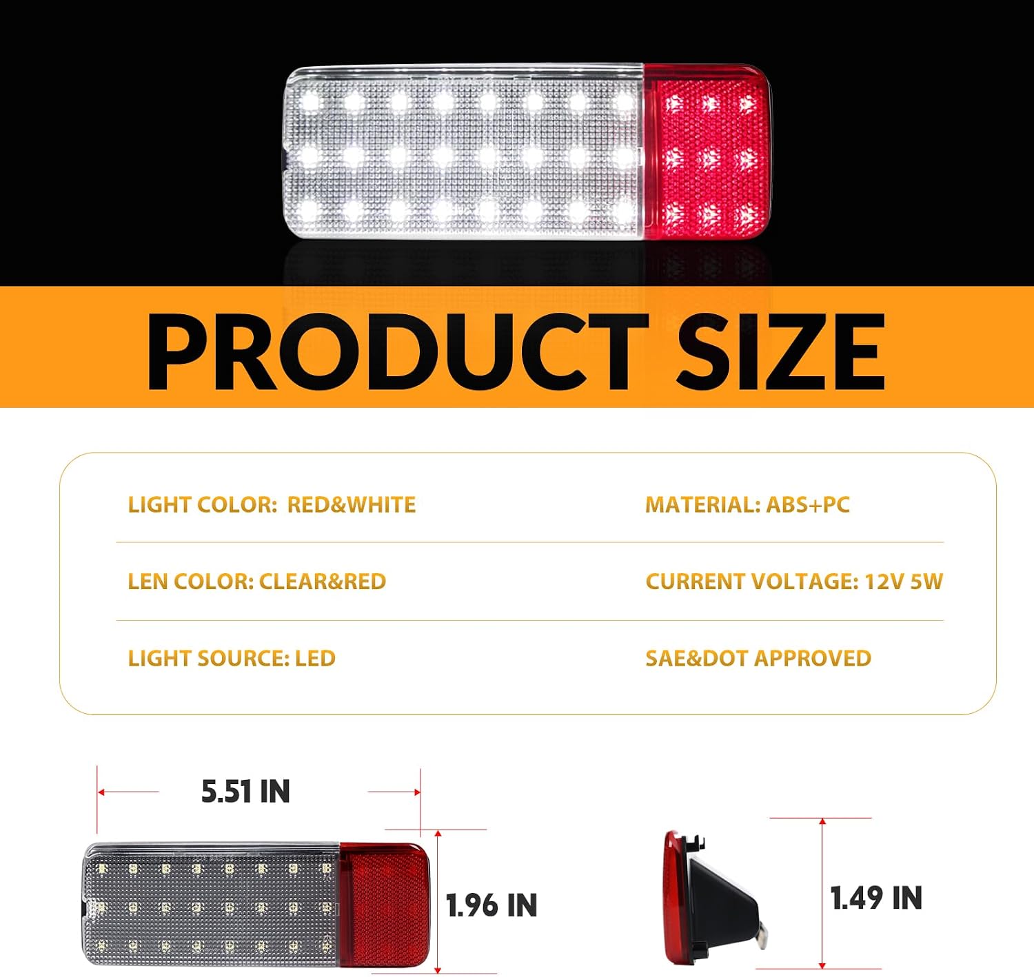 LED Interior Door Pannel Lights for 1992-1996 Ford F150 F250 Bronco, 1992-1997 F350 Door Reflector Lamps 2PCS