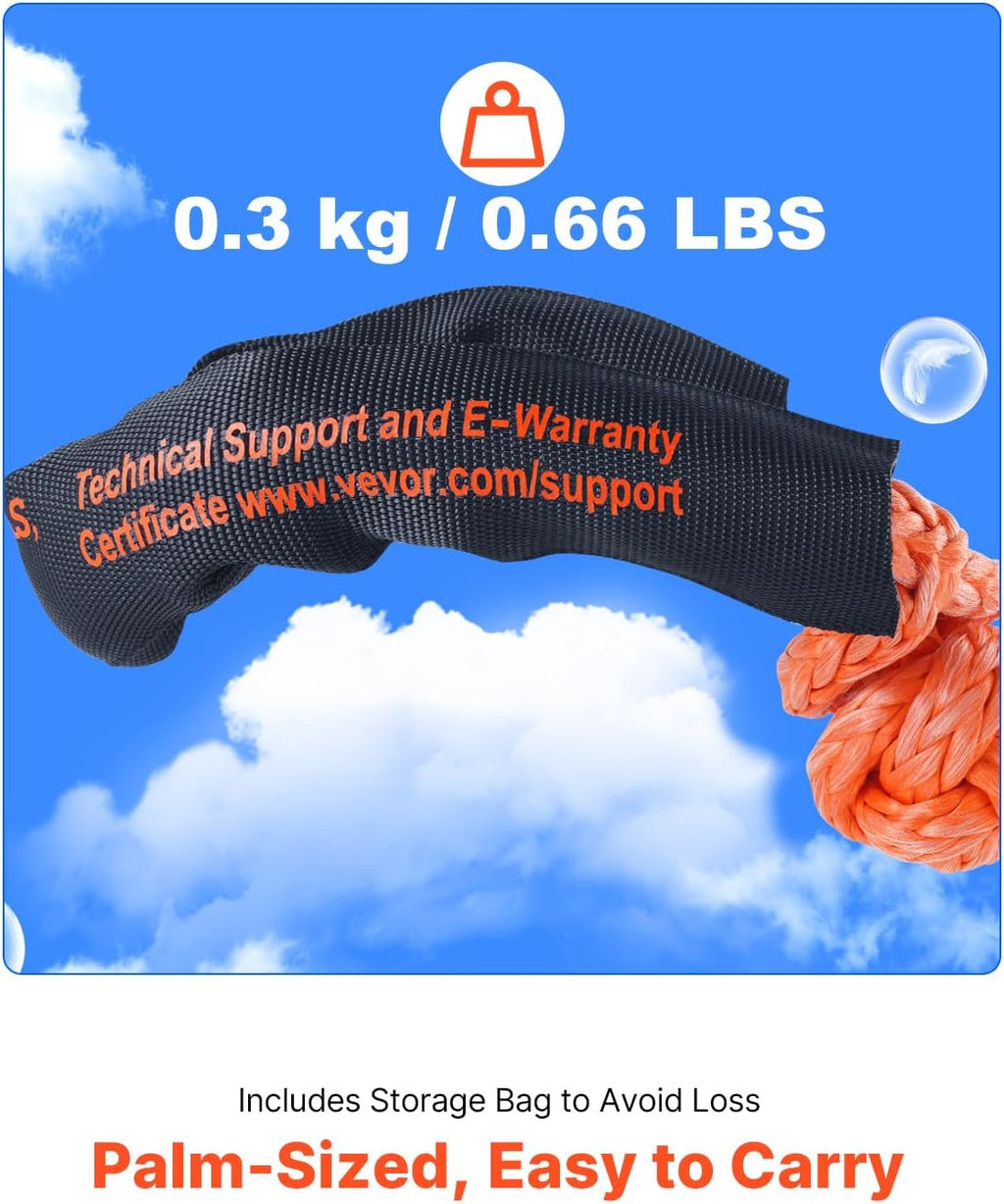 VEVOR 2-Pack Synthetic Soft Shackle, 1/2" x 22" - 44,092 lbs (20 Ton) Breaking Strength, Heavy Duty Recovery Tow Shackles with Extra Sleeves & Storage Bag for UTV,ATV,Trucks,Off-Road Vehicles,Orange