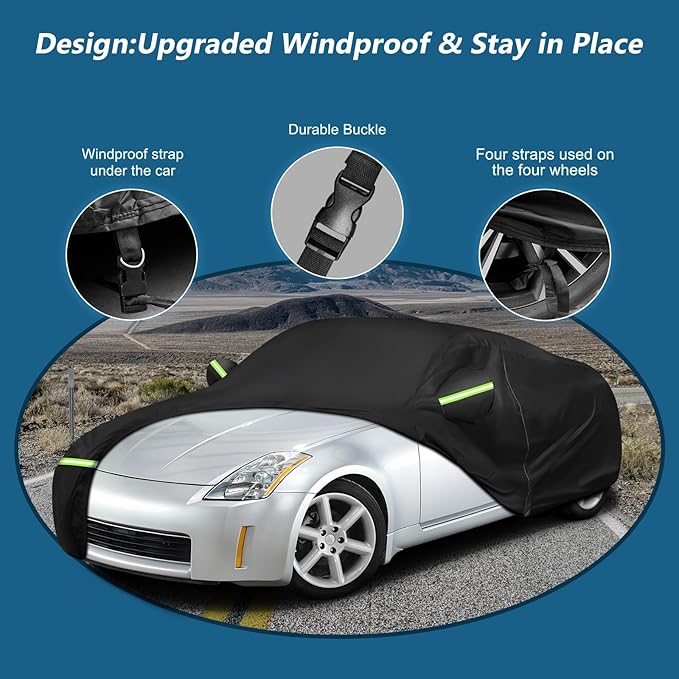 Car Cover Waterproof for 2003-2009 Nissan 350Z, 210D Oxford Cloth - Image 3