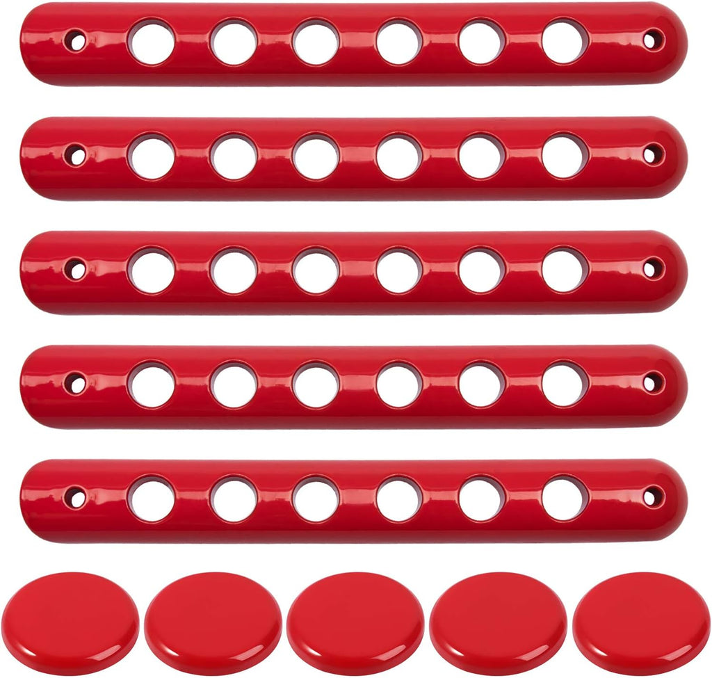 E-cowlboy Grab Handle Inserts Cover+Push Button Knobs Cover Trim for Jeep Wrangler JK JKU Sahara Rubicon Unlimited 2007-2018 Exterior Door Handle Decoration Accessories Aluminum (Red)