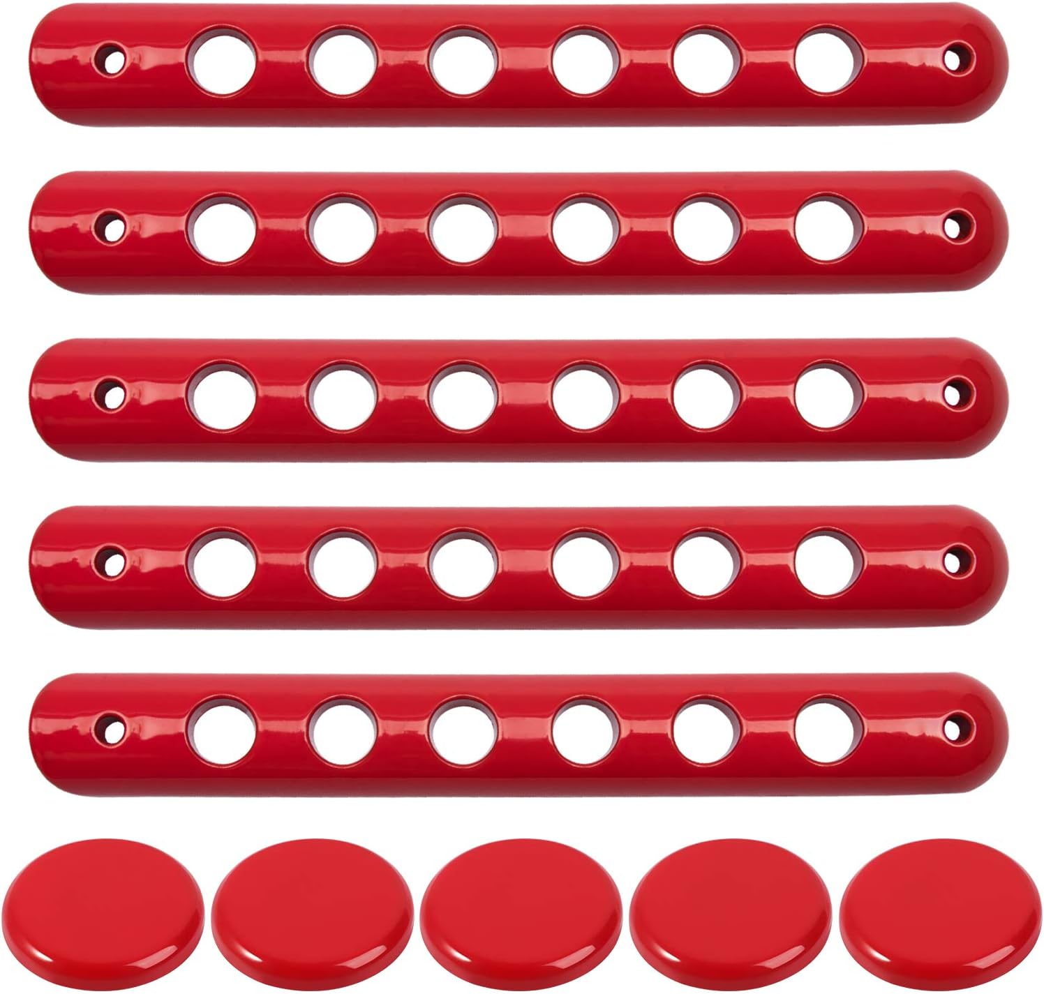 E-cowlboy Grab Handle Inserts Cover+Push Button Knobs Cover Trim for Jeep Wrangler JK JKU Sahara Rubicon Unlimited 2007-2018 Exterior Door Handle Decoration Accessories Aluminum (Red)