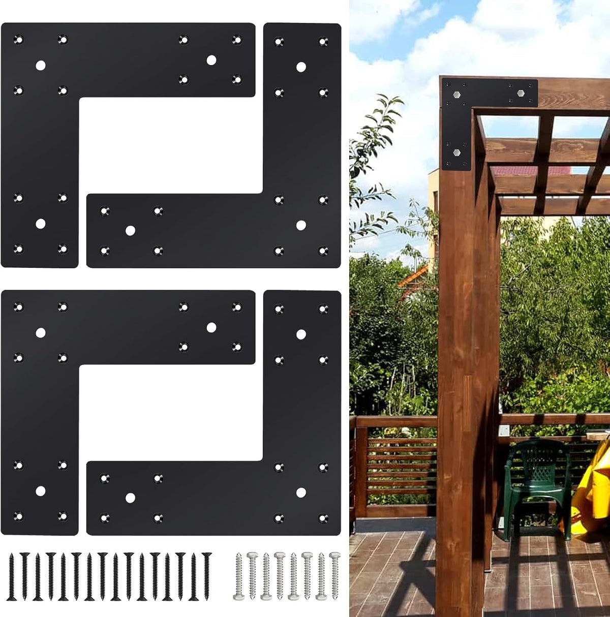 pergola flat brackets 10" x 10",l-shape straight joining, main product view