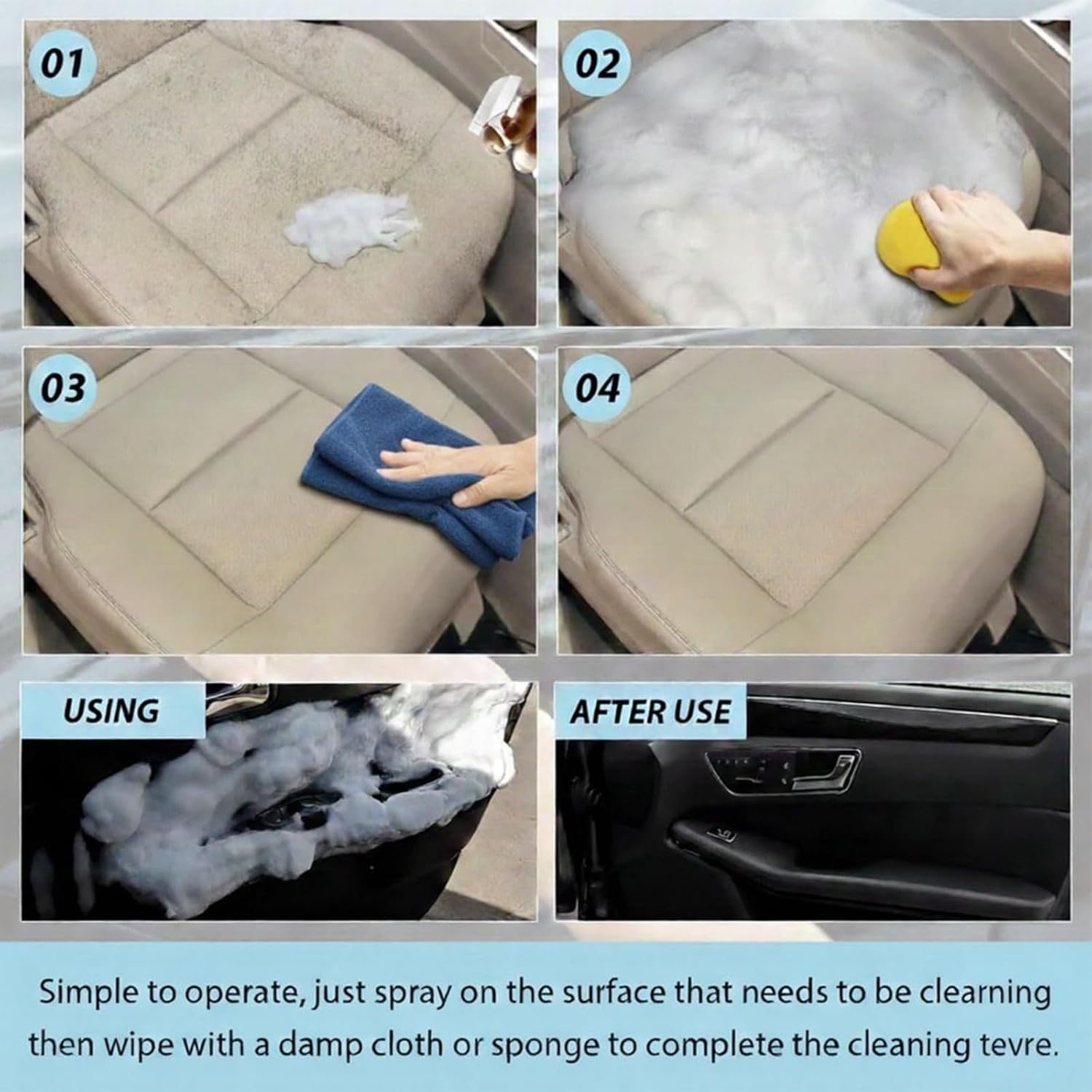 Foam No-Rinse Cleaner, 4-in-1 Multi-enzyme Foam Spray Cleaner, 2026 New Multipurpose Powerful Foam Cleaner Spray, Enzyme Foam Deep Cleaning Spray, For Bathroom Car Interior Sofa (PCS-2)