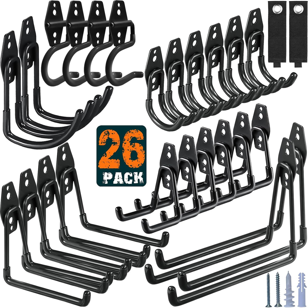 26 Pack Garage Hooks Heavy Duty Utility Steel