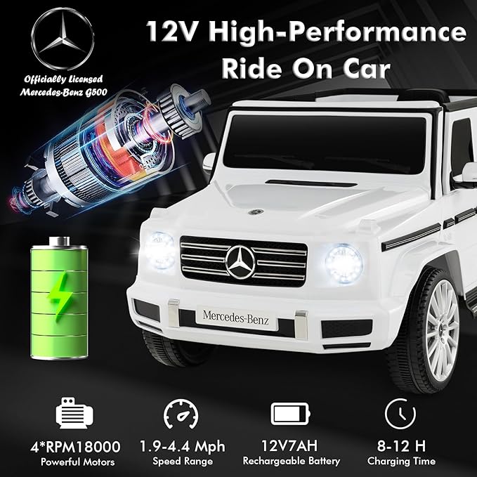 HONEY JOY Ride On Car, 12V Licensed Mercedes Benz G500, Battery Powered Ride On - Image 2