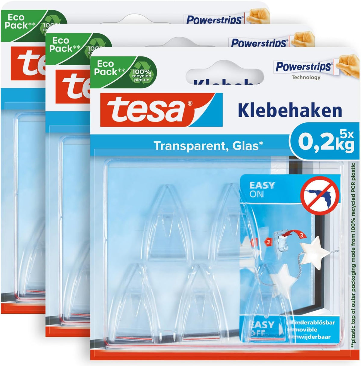 tesa adhesive hooks for glass - invisible hanging, main product view