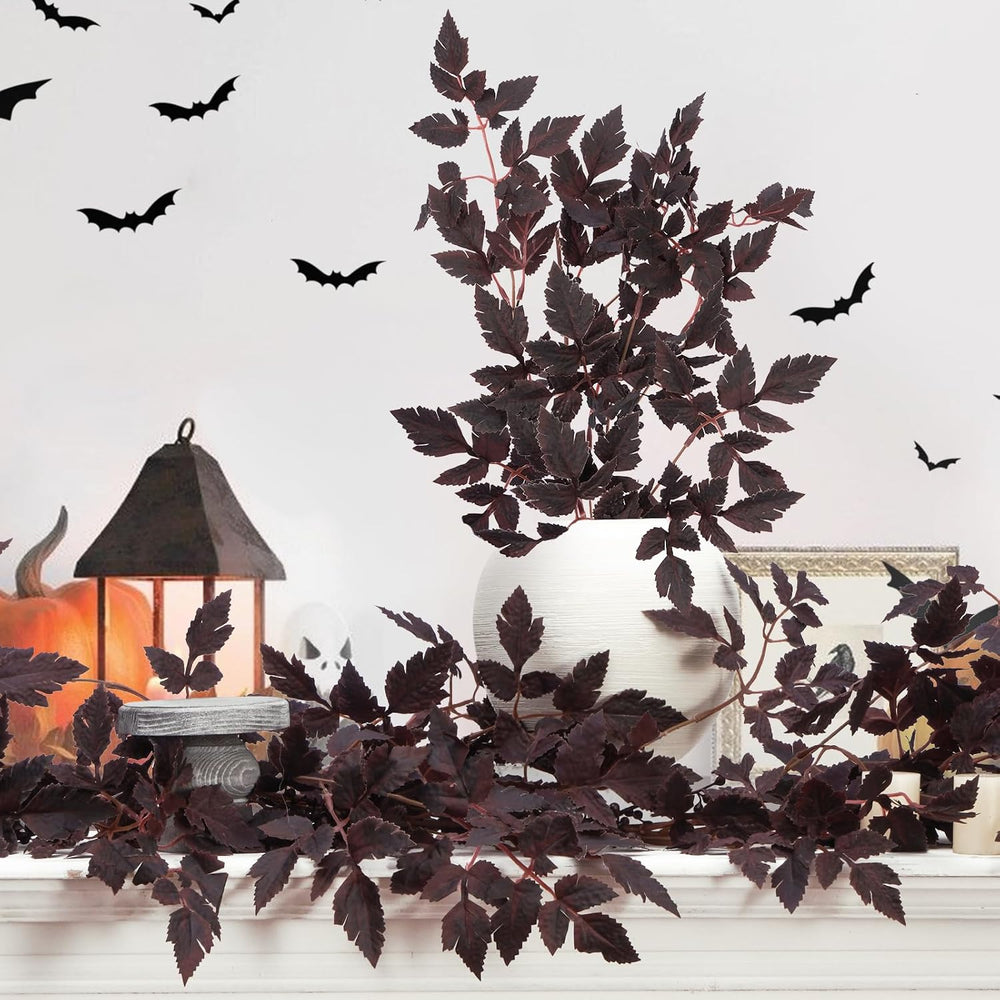 2 Pack 6 Ft Fall Garlands, Plum Cimicifuga Seeded Halloween Decor