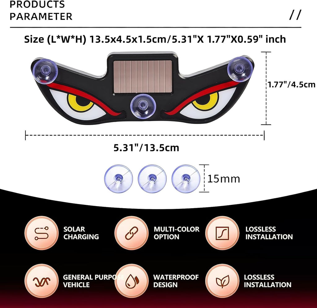 Solar Demon Eye LED Car Wireless Window Light, 4Pack LED Wireless Ambient Lamp with 6 Lighting Modes,Flicker Signal Warning Light RGB Led Light Kit for Cars, SUVs, Trucks, Vans