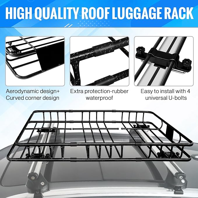 Heavy Duty 58"X36"X5" Roof Rack Basket Universal Rooftop Carrier - Image 6