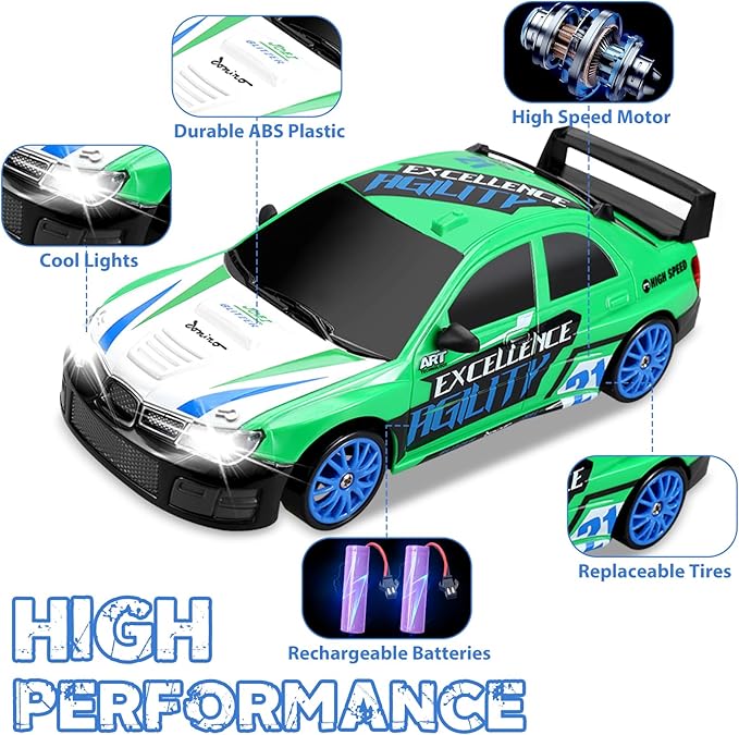 RC Drift Car 2.4GHz 1:24 Scale 4WD Remote Control Car 15KM/H High Speed - Image 3