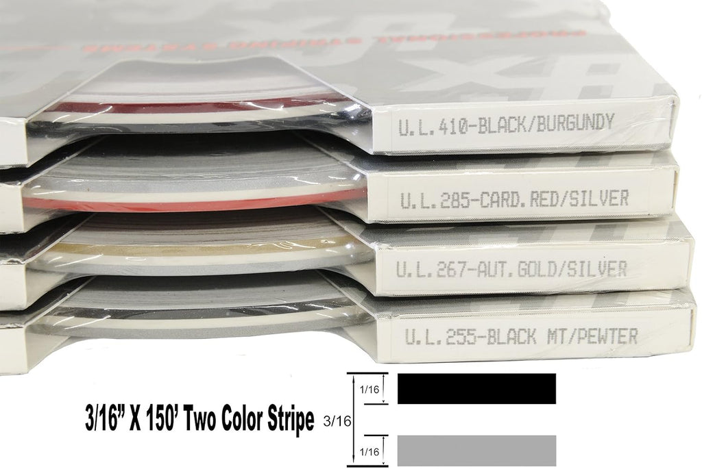 Universal Ultra-Lite 0216238 - Auto Customizing 2-Color Dual Pinstripe - 3/16" x 150' (1/16' Stripe, Gap, 1/16' Stripe) - 238-Dark Charcoal Metallic/Silver Metallic