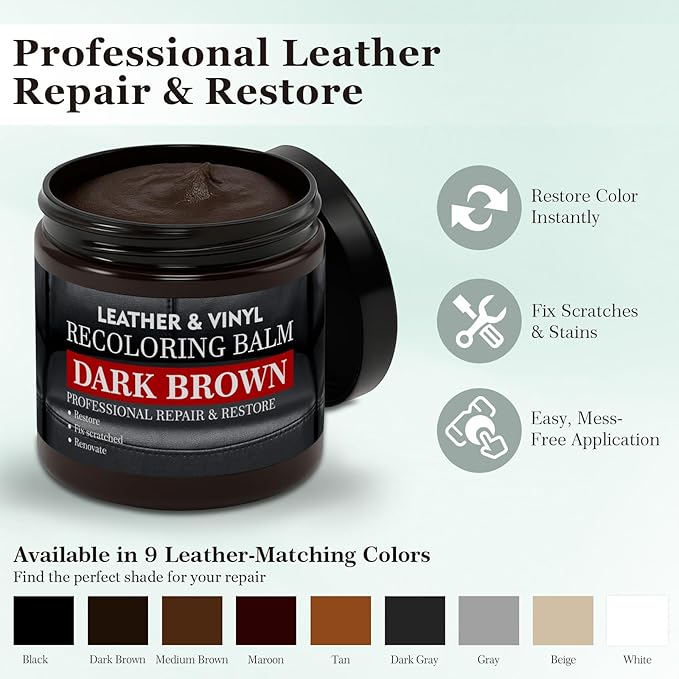 Leather Color Restorer, Leather Recoloring Balm, Scratch Remover, Leather Dye - Image 2
