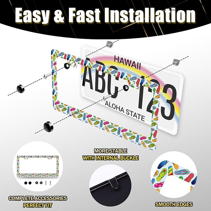 Flip Flops License Plate Frame Beach License Plate Holder Stainless Steel - Image 5