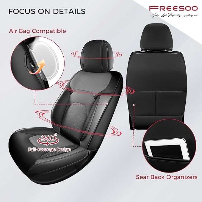 FREESOO Car Seat Covers Front Seats 2PCs, Waterproof Automotive Seat Covers - Image 3