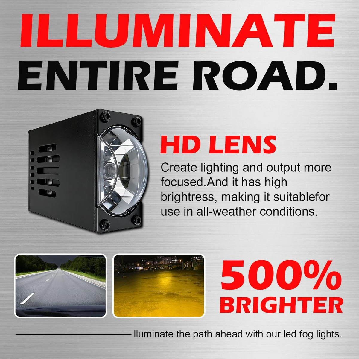 super bright led grille projector lights kit white/yellow showing dimensions