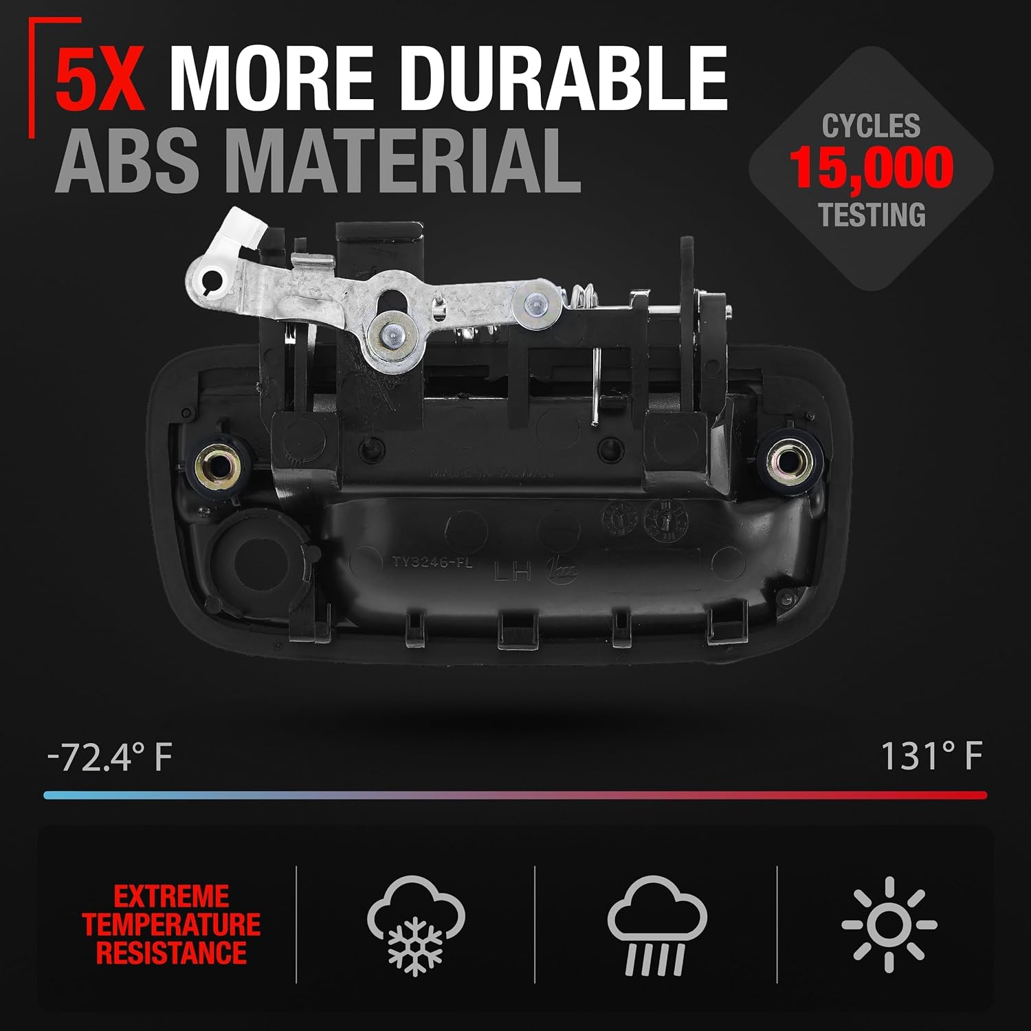 T1A Exterior Front Driver Door Handle Replacement - Compatible with 1995-2004 Toyota Tacoma - Smooth Black, Plastic - OEM 69220-35020, 91319, 79344, TO1310117