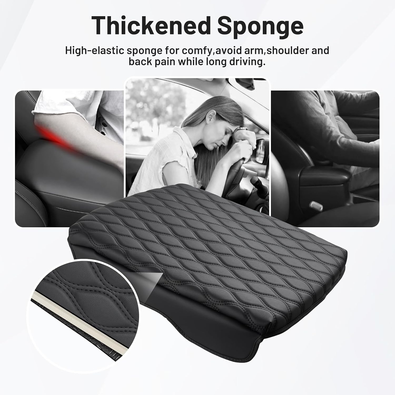 Autorder Center Console Cover for 2019-2025 2026 Dodge Ram 1500/2500/3500 Accessories Armrest Cushion Cover Nappa Leather Middle Console Covers Console Cushion Pad Anti-Scratch(Bucket Seat Only)