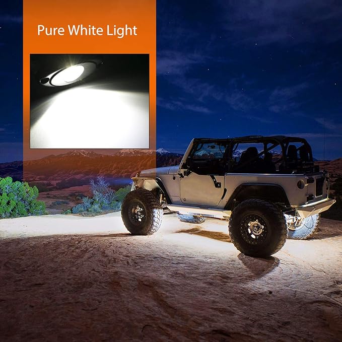 Nilight LED Rock Light 6PCS White Light Pods Waterproof Under Body Wheel Well - Image 7