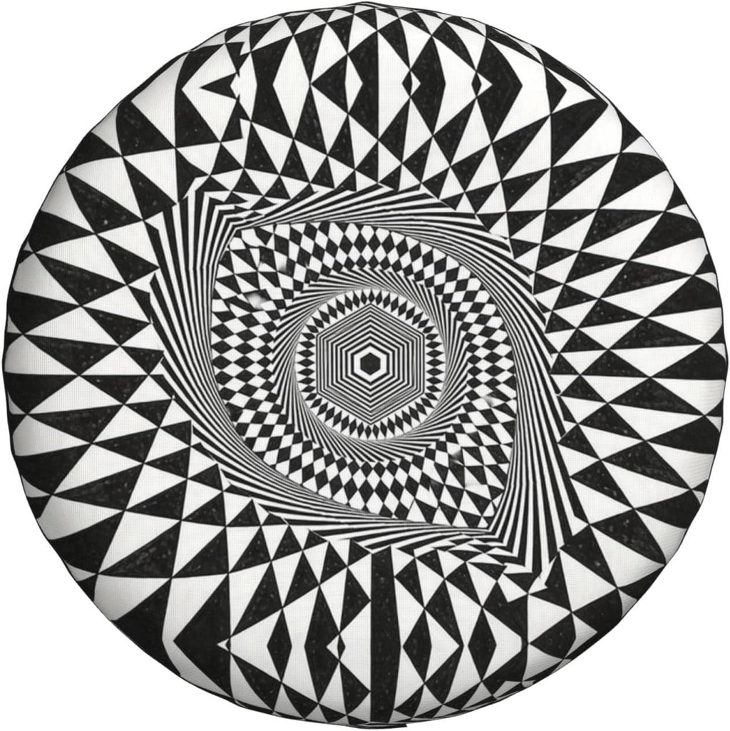 3D Optical Dizziness Grid-2 Print Universal Spare Tire Cover for RV, Jeep | Wheel Protector Fits Rv, Trailer, Jeep, Shield Tires From Sun, Dirt And Rain For Outdoor Storage