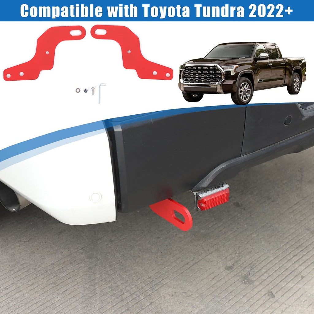 Car Tow Hook Tow Hitch Compatible with Toyot@ Tundra 2022-2026，Carbon Steel Rear Bumper Tow Hitch Recovery Point Tow Hook Receiver Tow Recovery Points Kit Accessories 2PCS(Red)
