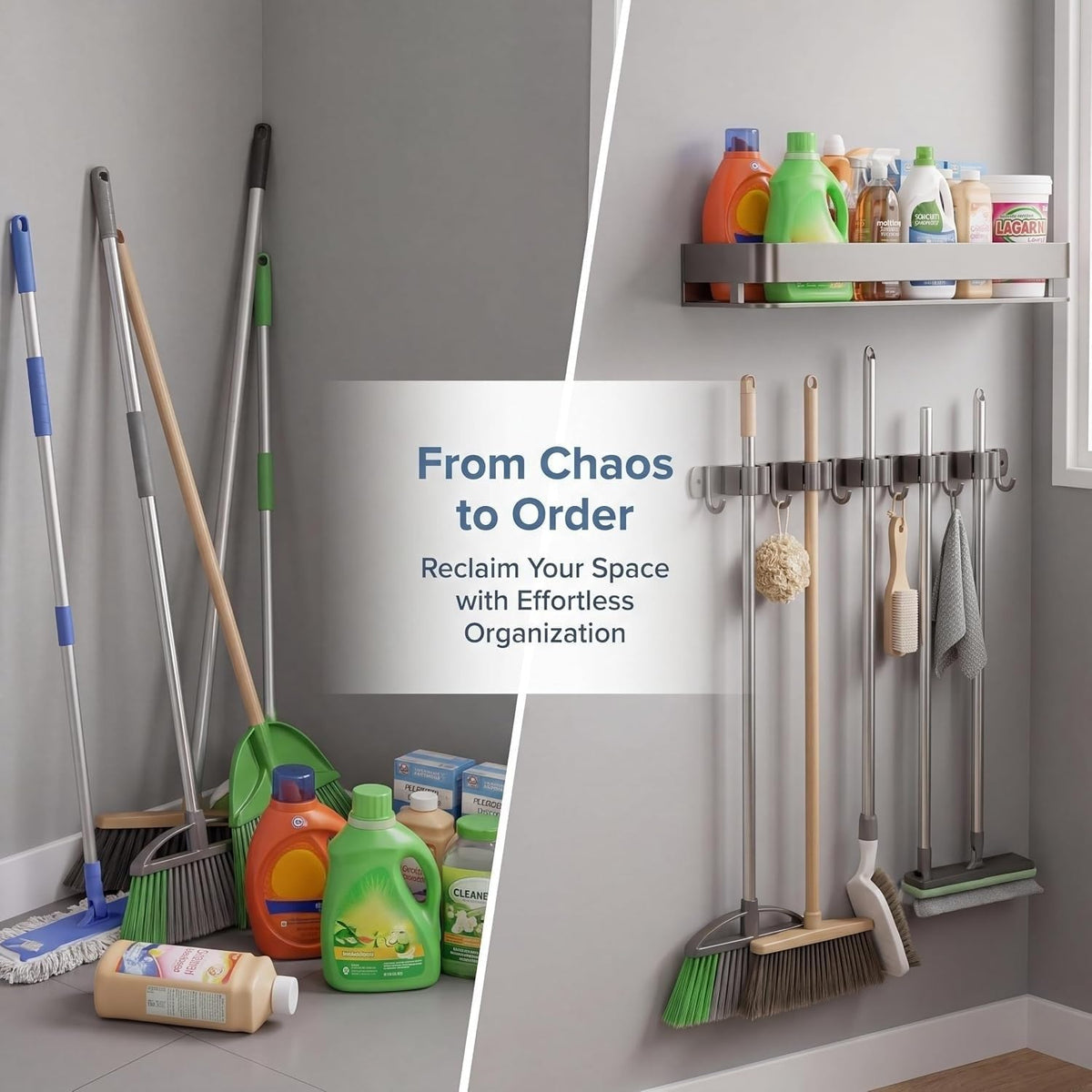 24 inch mop and broom holder wall mount showing dimensions