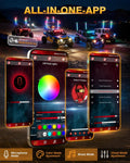 Auxbeam 2PCS 2.3FT RGB Whip Lights w/Bluetooth APP+Remote & Auxbeam 4-Pod RGB LED Rock Lights w/Brake Mode 217°Dual-Side Lighting Underglow Kit w/Bluetooth APP & Remote