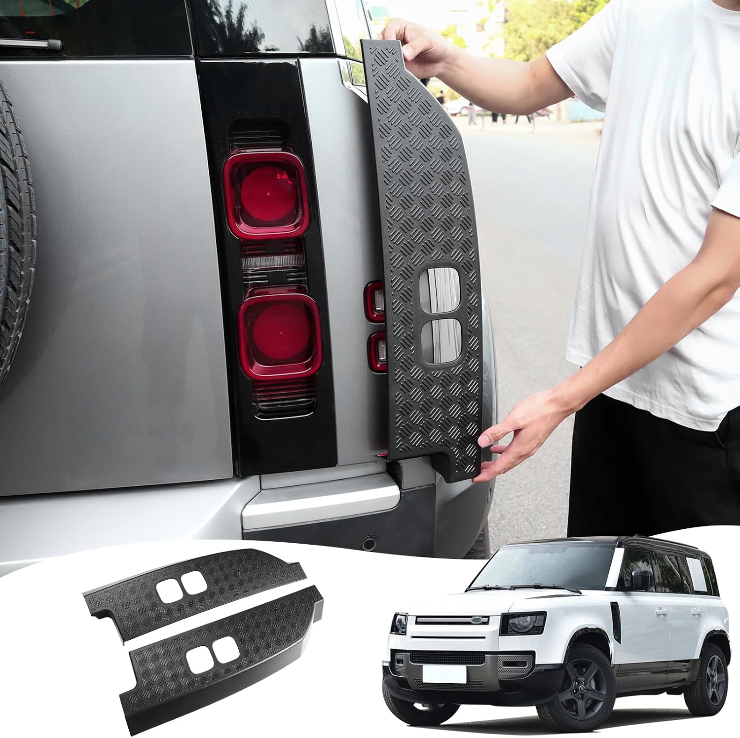 Body Scratch Guards for 2020-2025 2026 Land Rover Defender 90 110 130 Front and Rear Bumper, Mirror Covers, Tail Light Covers Scratch-Resistant Exterior Trim Accessories (Taillight Cover)