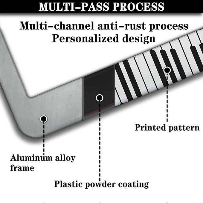 License Plate Bracket Black and White License Plate Frames Beautiful Piano Keys - Image 5