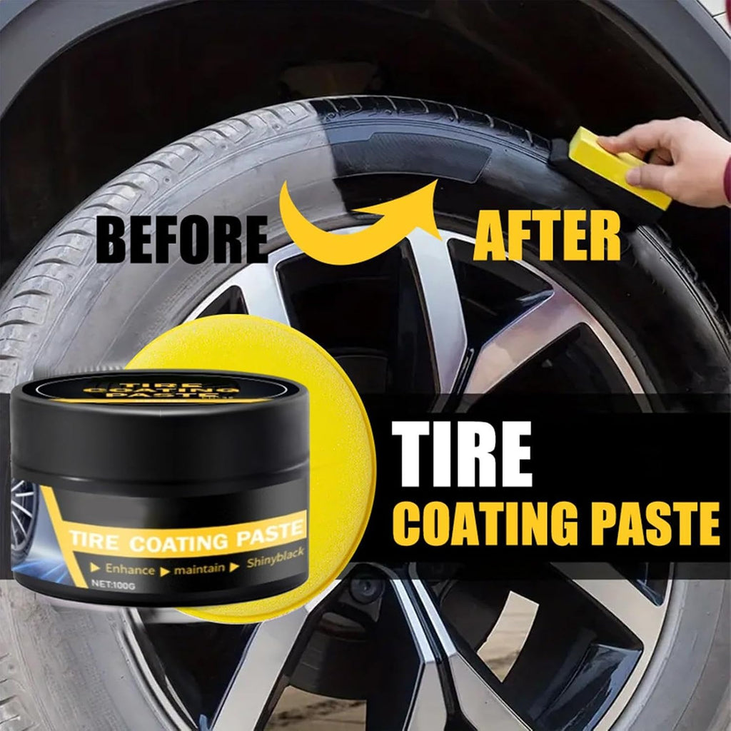Tire Paste, Tyre Stain Remover,100g, Tire Shine Wax, High Gloss Long-Lasting Black Finish Waxing Polishing Paste For Automobile Maintenance Cleaning Refurbishing