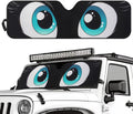 Tuoxiukan Funny Car Windshield Sun Shade Eyes for 1997-2017 Jeep Wrangler Rubicon Sahara TJ JK JKU 2/4 Doors Foldable Car Windshield Visor Sun Shade Universal Auto Interior Accessories