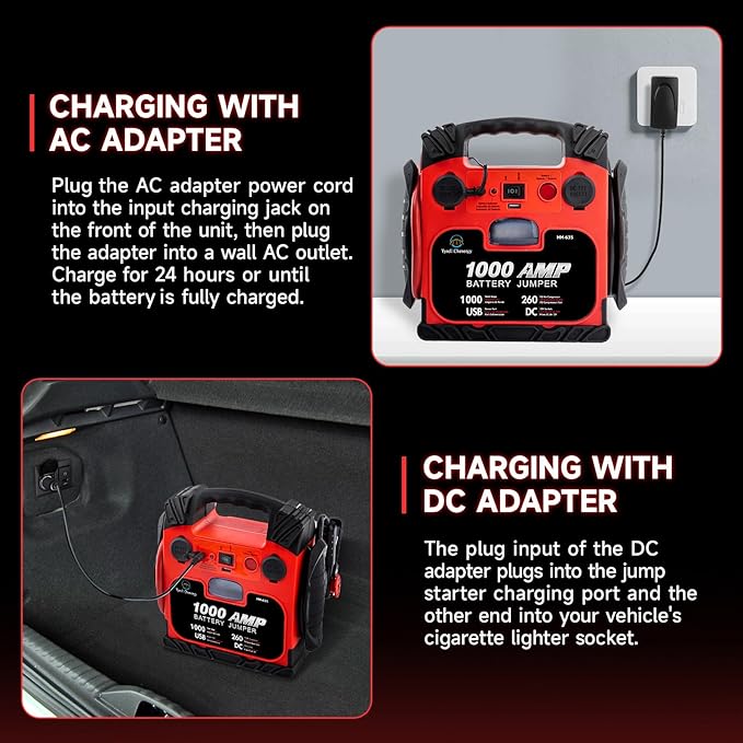 Car Battery Jump Starter with Air Compressor Portable Tire Inflator, 260PSI - Image 6