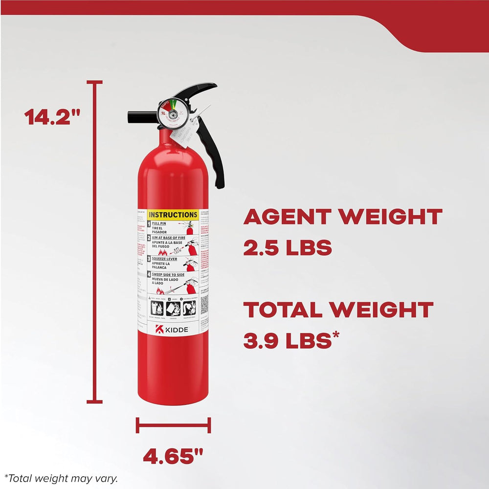 Kidde Fire Extinguisher for Home, 1-A:10-B:C, Dry Chemical Extinguisher, Red,...