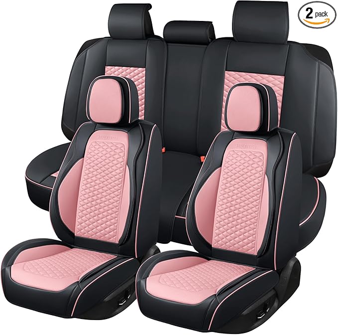 Seat Covers for Cars Full Set, Leather Seat Covers 2 Pack, Breathable Leather by truckerset