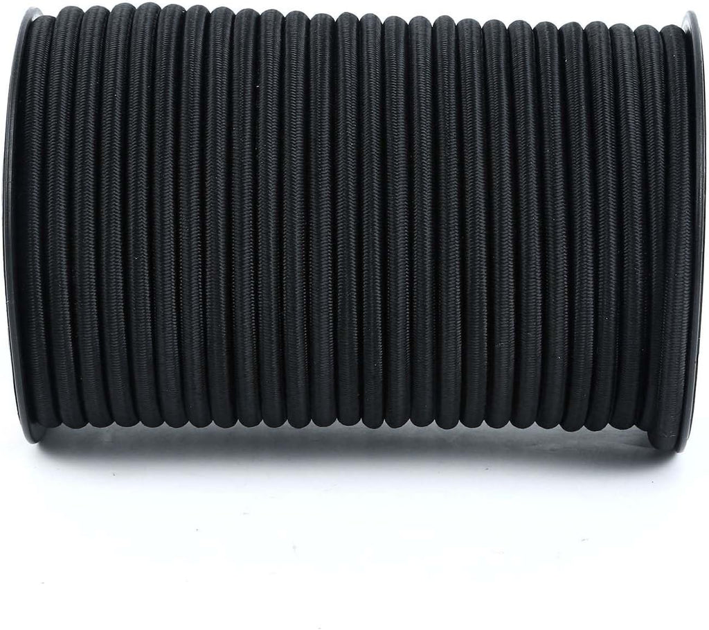 Marine Grade Bungee Cords Heavy Duty Outdoor - Bungee Cord Roll - 100% Stretch Elastic Cord and Absorbent Bungee Shock Cord for Kayak Deck, Camping, Crafting (1/4" x 100ft)