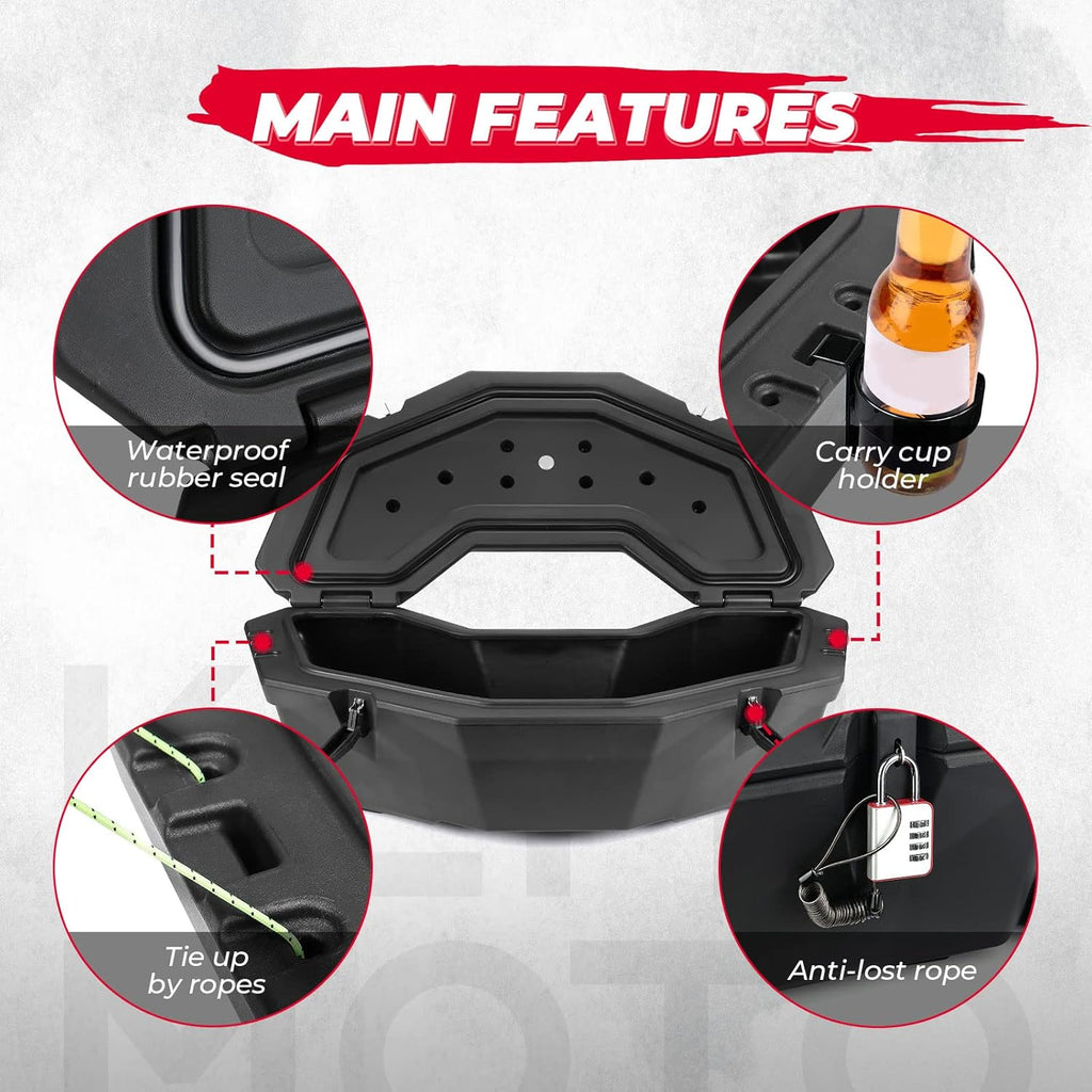 Kemimoto X3 Bed Box, X3 Trunk Storage Box, X3 Max Rear Rack Cargo Box Compatible with Can am Maverick X3, Outlander (Except 6x6), Renegade, OEM Replace #715004778 w/h Mounting Bracket