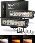 naoevo 6 inch white amber led light bar, main product view