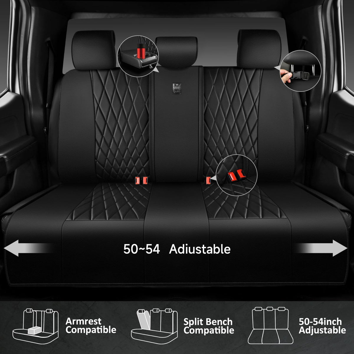 car pass 5 seats piping luxury faux leather, close-up detail