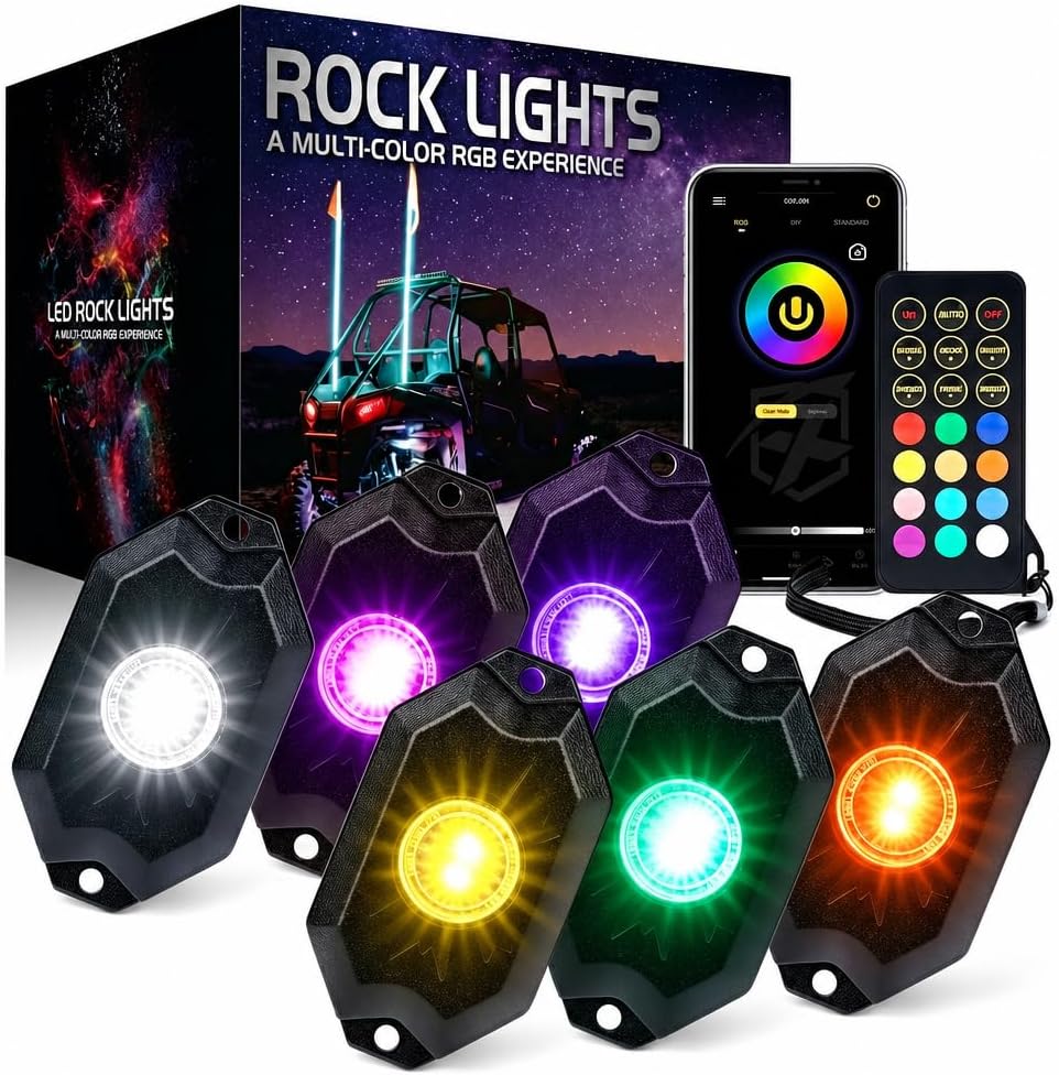 xprite led rock lights kit 6 pods multicolor, main product view