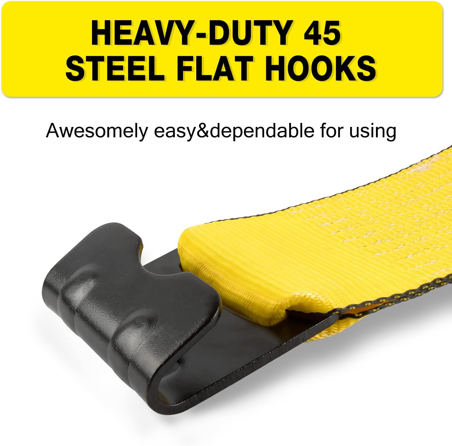 4" x30' Winch Straps with Flat Hook Flatbed Tie Downs Truck Straps 16200 lbs Load Capacity Cargo Control for Flatbeds, Trucks, Trailers, Farms, Rescues, Tree Saver, Yellow(2 Pack)