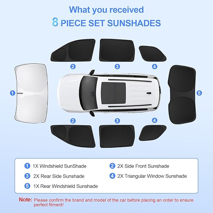 8pcs Car Window Shades forJeep Grand Cherokee 2011-2021 Accessories, Windshield - Image 6