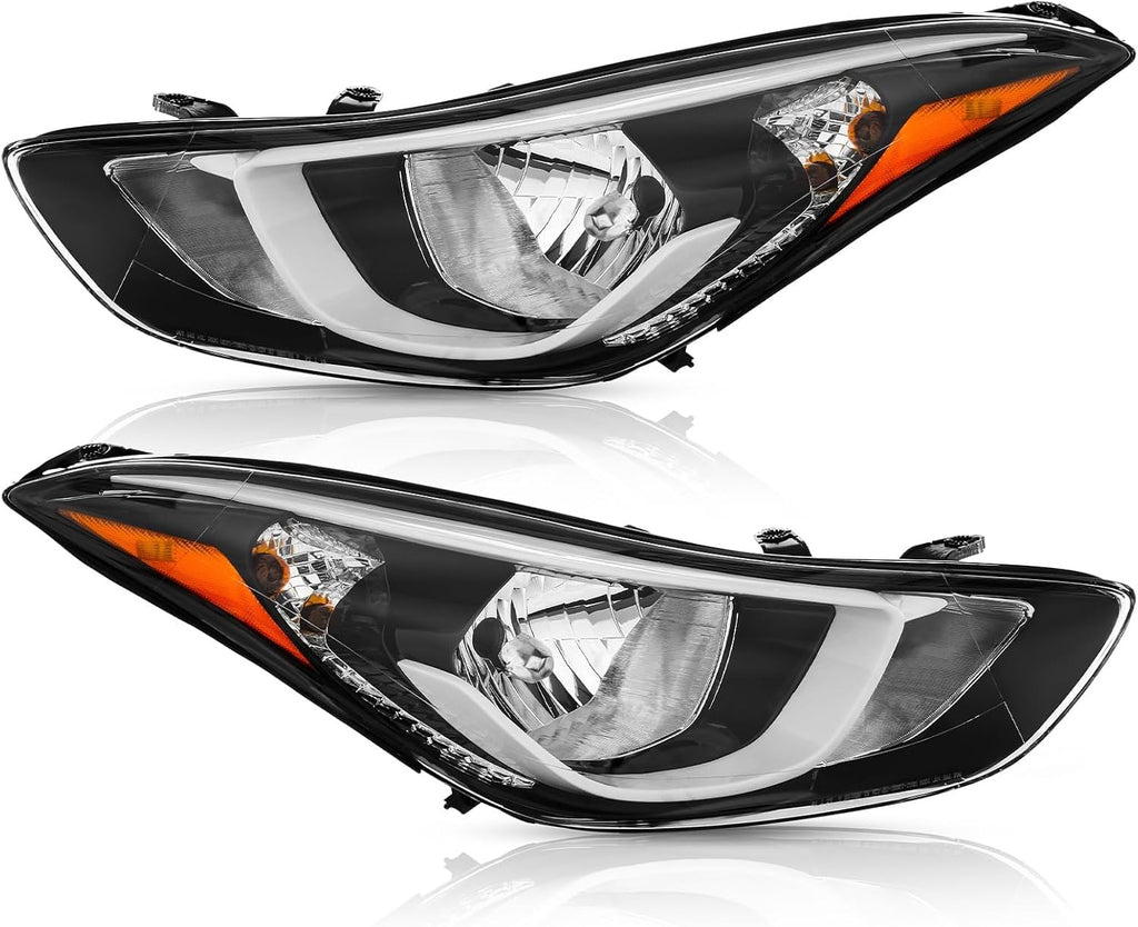 TODO Headlights Assembly Compatible with 2014 2015 2016 Hyundai Elantra, USA-BUILT Head Light Replacement with Bulbs, 921013Y500 921023Y500 Passenger & Driver Side Pair