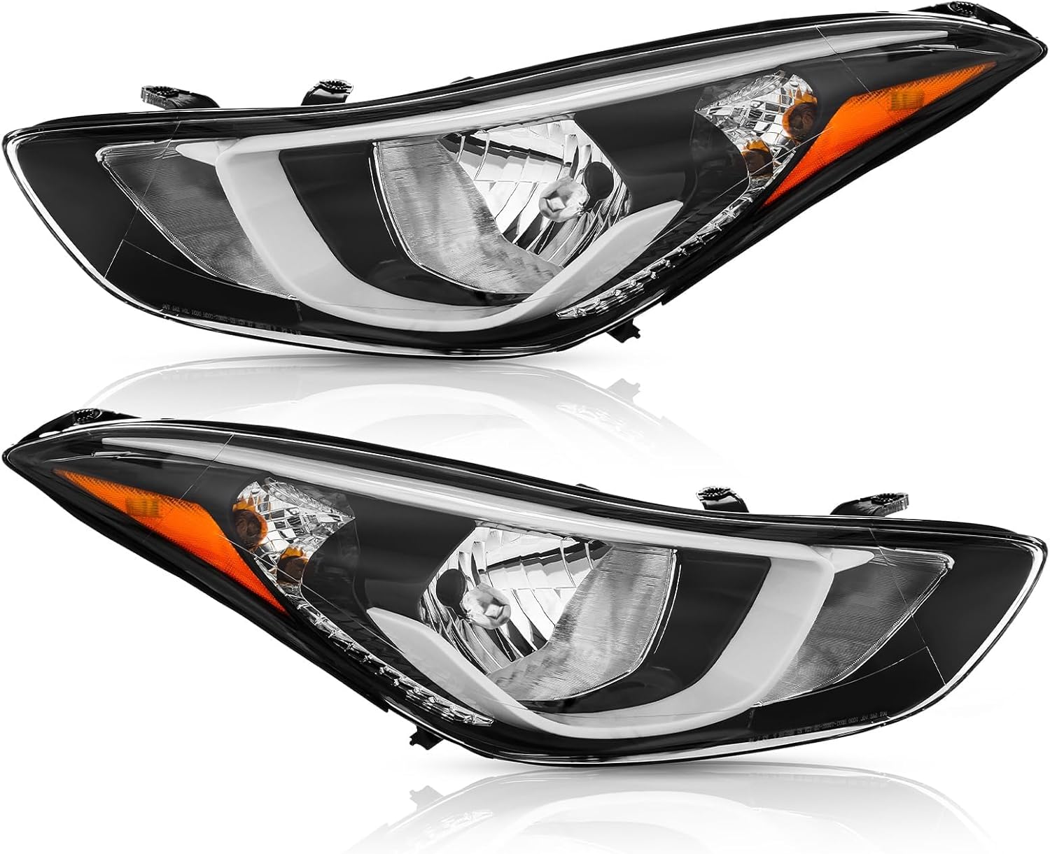 TODO Headlights Assembly Compatible with 2014 2015 2016 Hyundai Elantra, USA-BUILT Head Light Replacement with Bulbs, 921013Y500 921023Y500 Passenger & Driver Side Pair