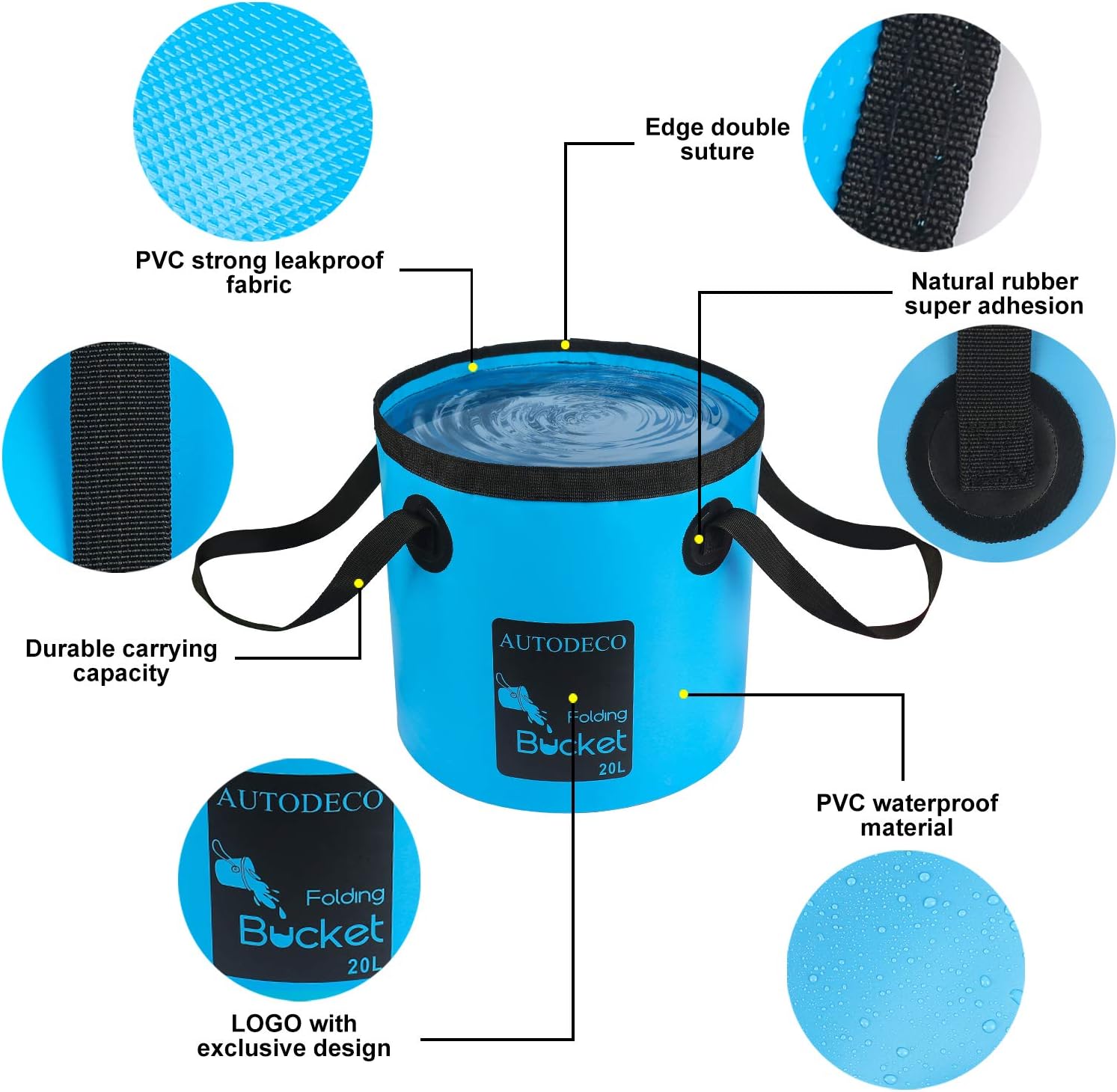 2 Pack Collapsible Bucket 5 Gallon Container Folding Water Bucket Portable Wash Basin for Outdoor Travelling Camping Fishing Gardening Car Washing 20L