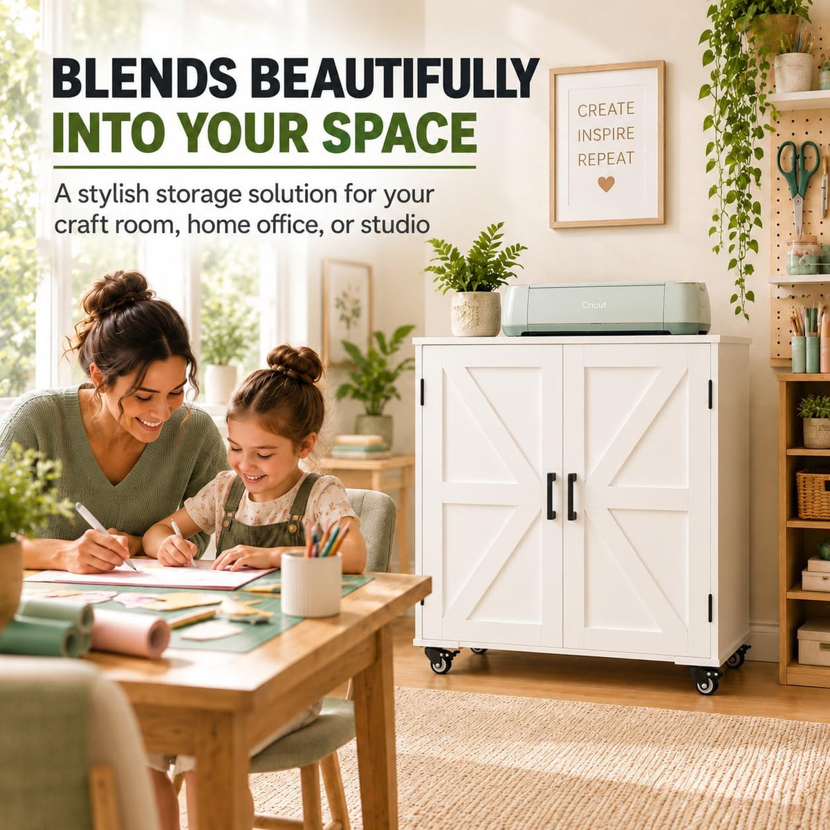 cutaswish craft storage cabinet for cutting machines, barn on a desk or shelf
