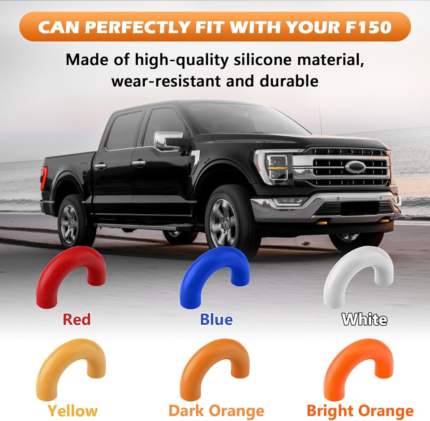 Tow Hooks Covers for Ford F150 2004-2026 Bronco Base/Big Bend/Outer Banks 2021-2026 Compatible with Toyota Tundra Accessories 2017-2021 (Dark Orange)
