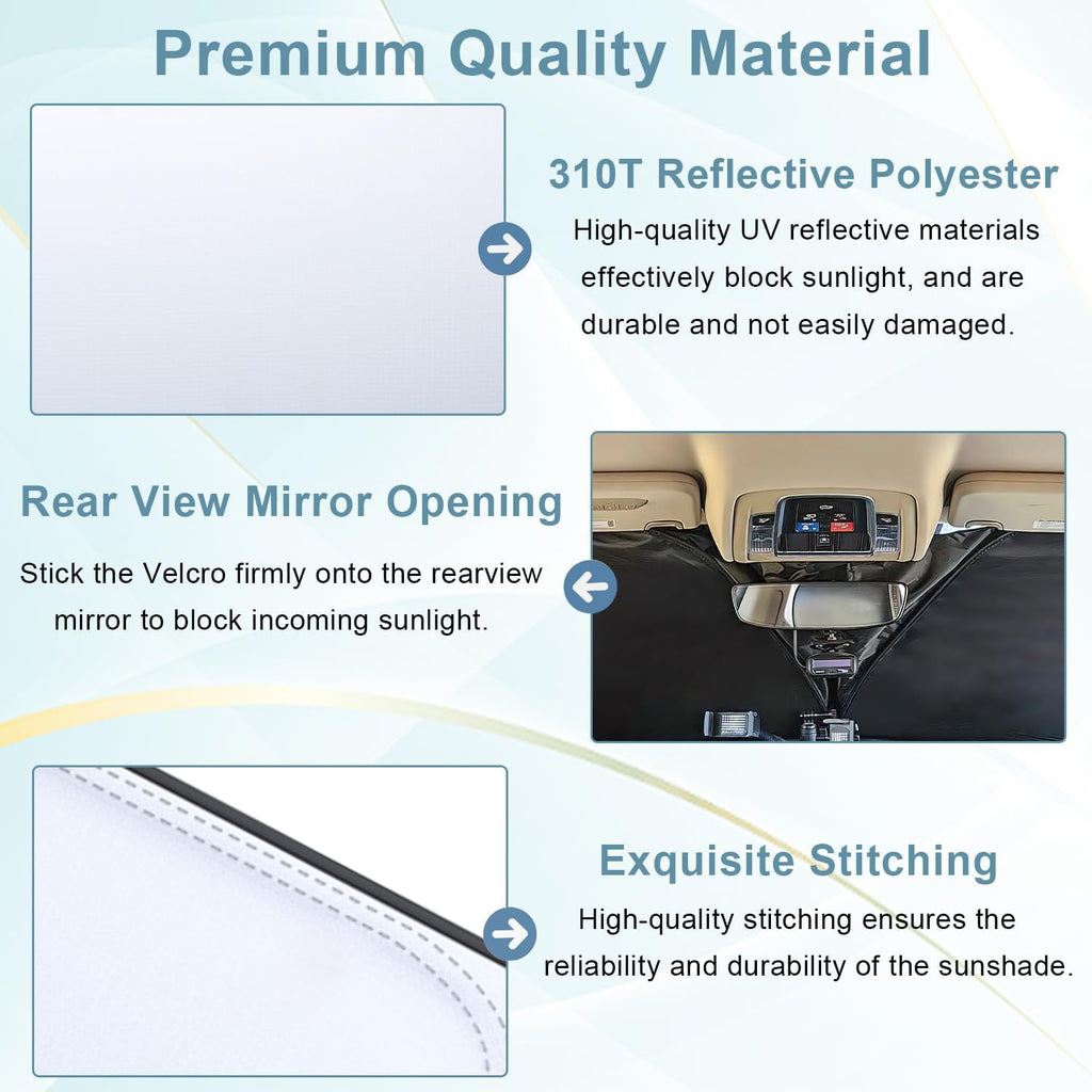 Premium Windshield Sun Shade for 2019-2025 2026 Dodge RAM 1500, Reflective 310T Material Front Window Sun Visor Blocks UV Rays Foldable Sunshade