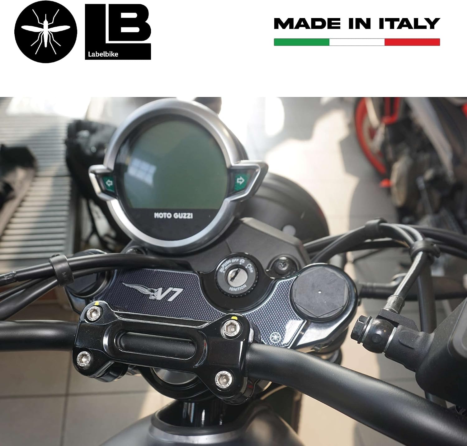 labelbike - 3D Sticker Motorcycle Steering Fork Plate Protection and Decoration in Resin Compatible with Moto Guzzi V7 Stone and Special